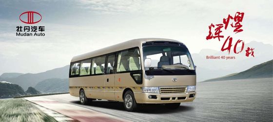 Cina Customized Coaster Minibus 31 Pcs Tempat Duduk Kendaraan Komersial Penumpang dengan Mannual Gearbox pemasok
