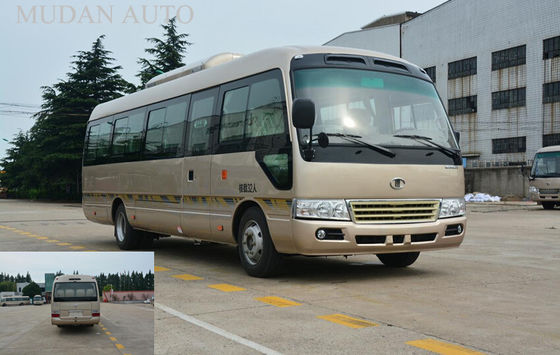 Cina Bus Mini Penumpang Lingkungan / Coaster Mini Bus Konsumsi Bahan Bakar Rendah pemasok