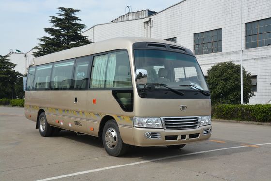 Cina Blue 2x1 Seat Arrangement Coaster Minibus / Diesel Minibus Long Distance Transport pemasok